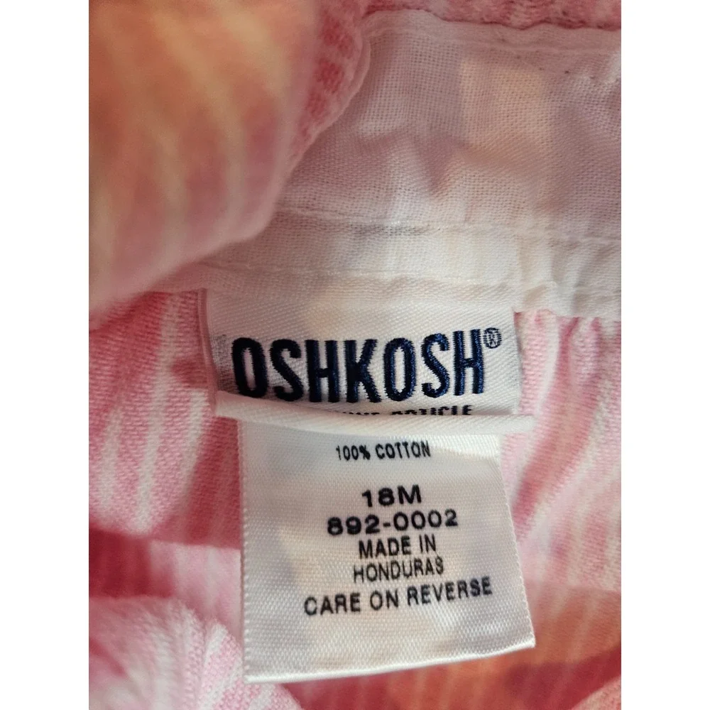 OshKosh Bgosh Pink White Hickory Stripe Bib Overalls Vintage Style Dungarees 18M